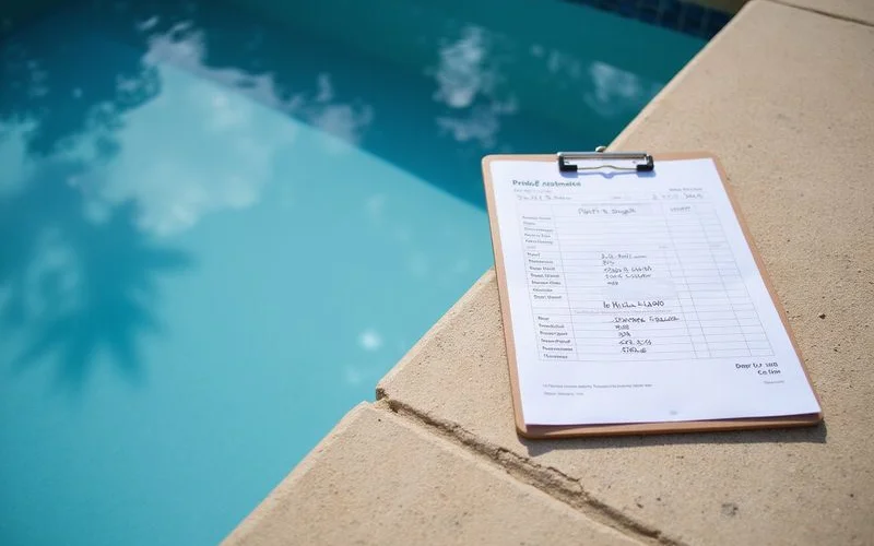 A cost-tier infographic for pool deck sizes with per-square-foot ranges