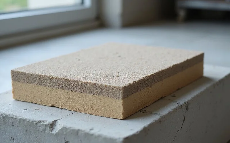 A cross-section showing pool deck coating layers including the aggregate broadcast