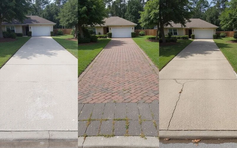 A long-term wear comparison after five years for each driveway finish