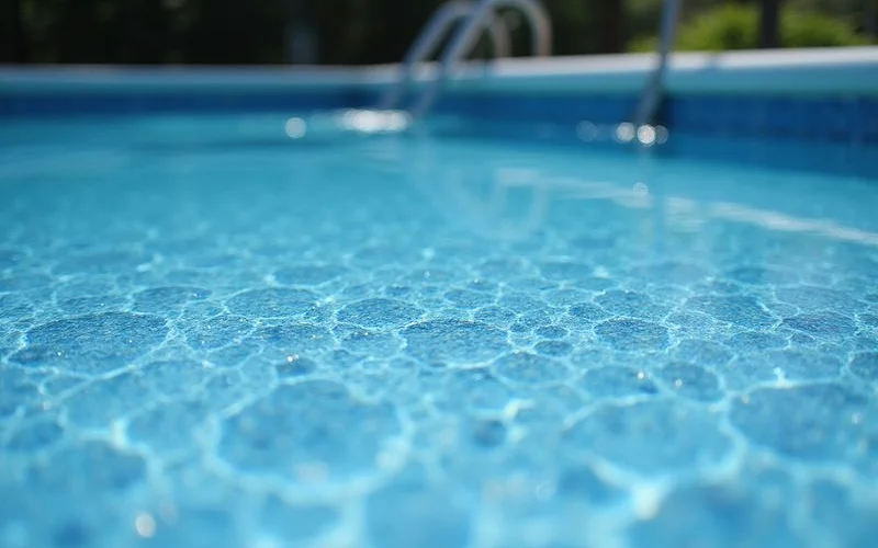 Water beading on a chlorine-resistant pool deck coating surface