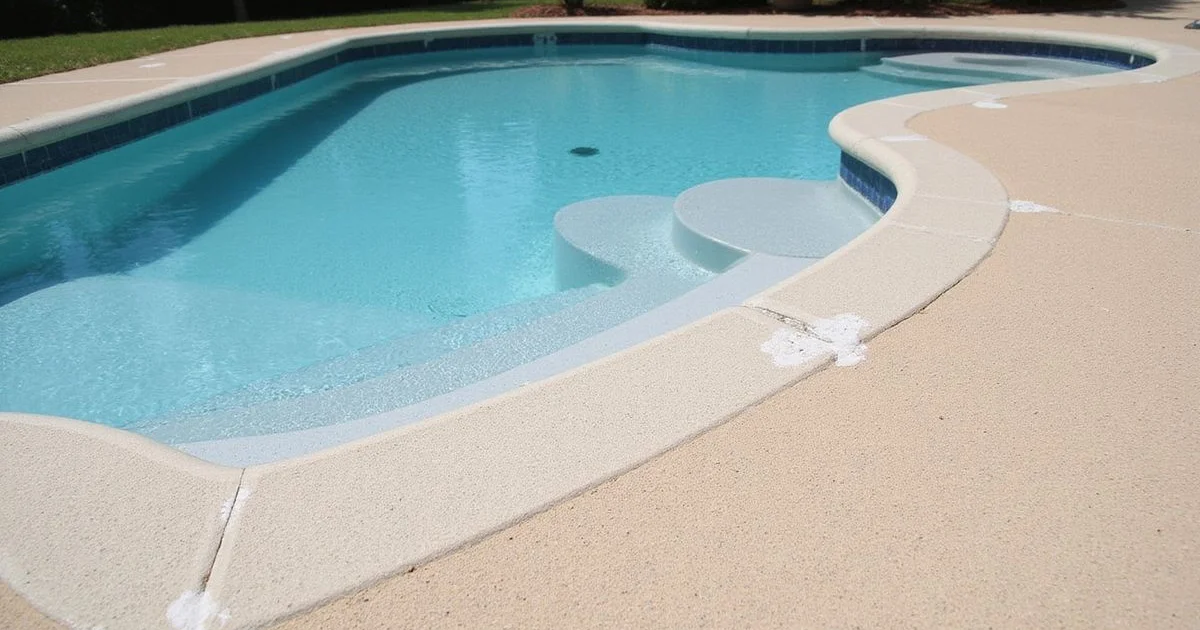 A side-by-side comparison of a Kool Deck surface versus a polyaspartic pool deck