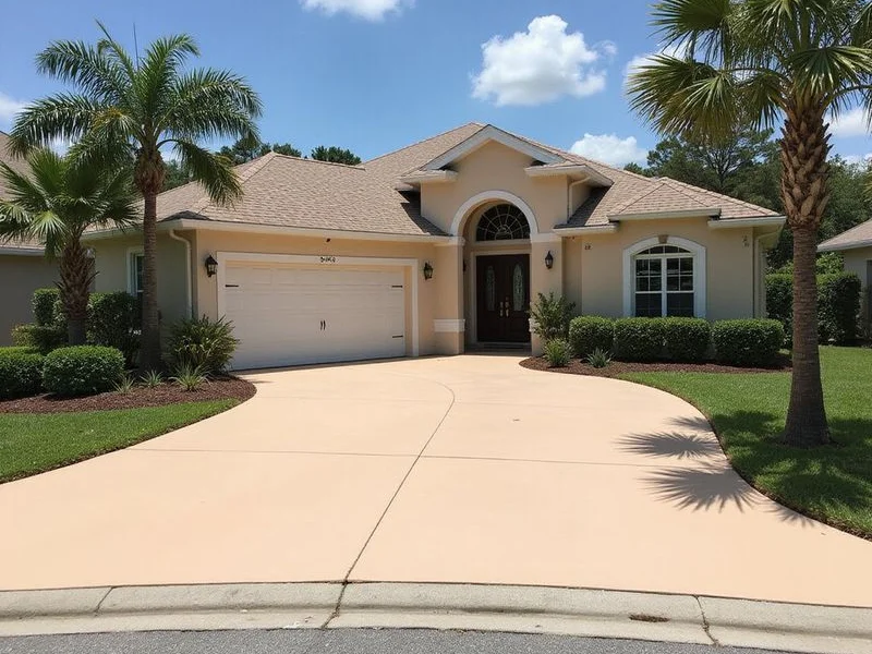 A UV-stable coated concrete driveway at a Jacksonville home